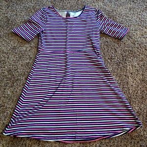 Girls cotton crown and ivy dress with blue, white and pink stripes